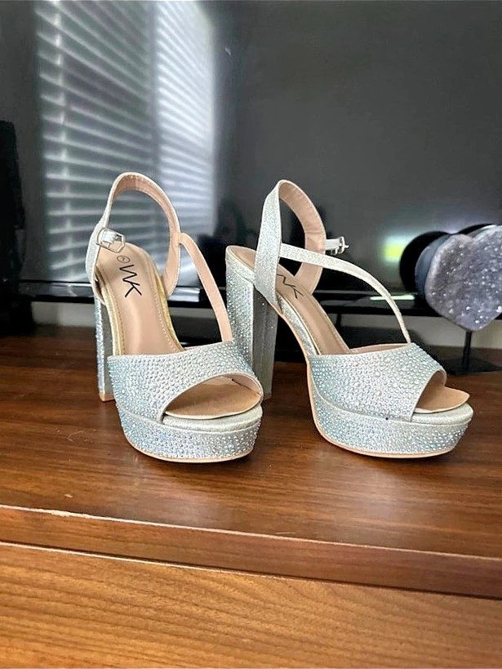 Silver Platform Heels Like New